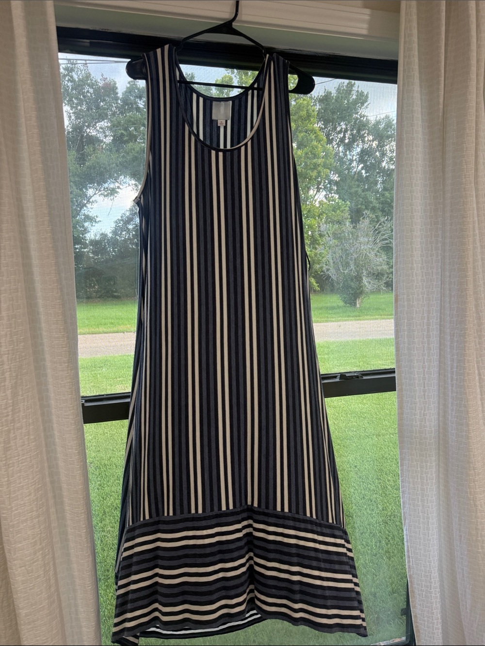 sundays Navy and White Striped Maxi Dress